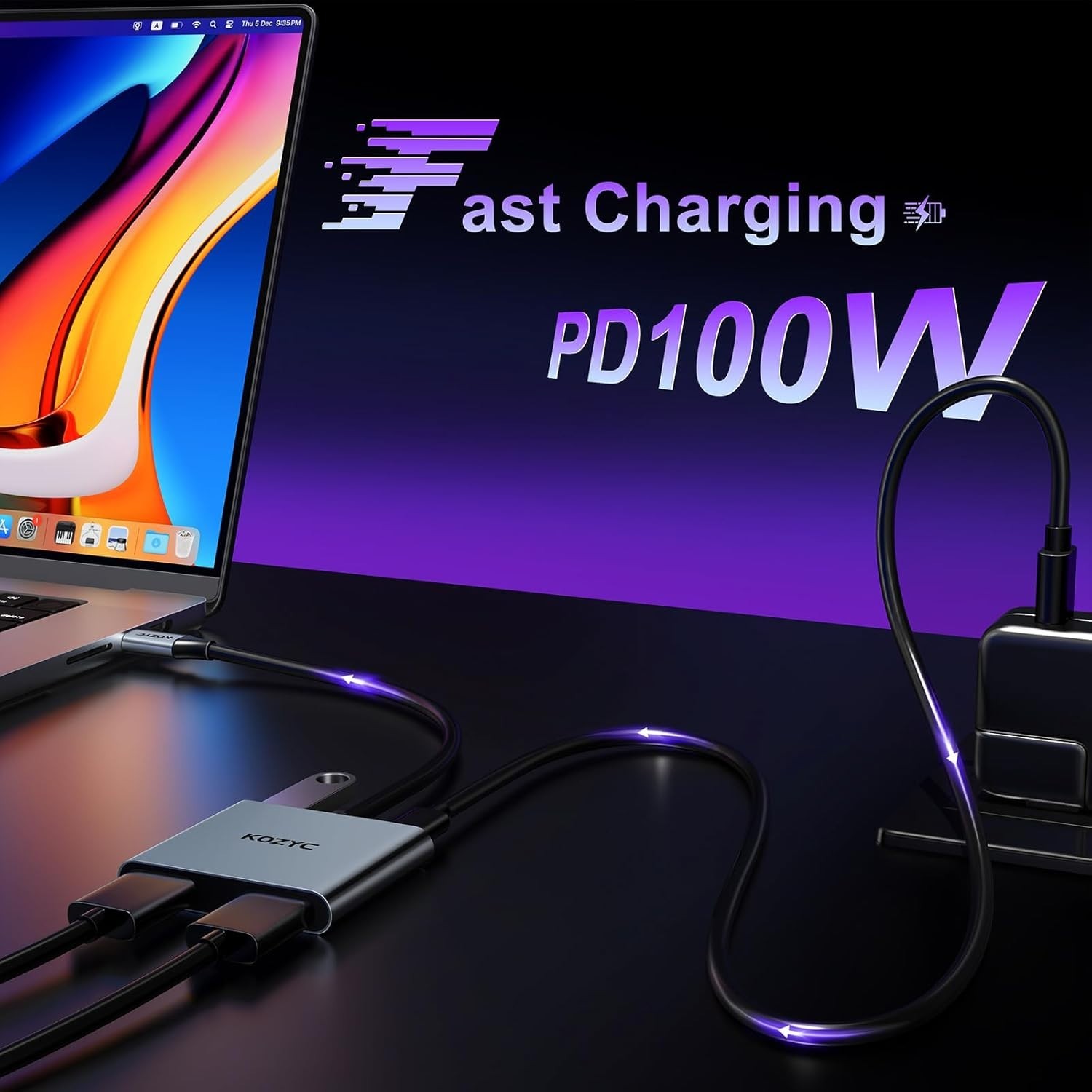 USB C to Dual HDMI Adapter 4K@30Hz, KOZYC USB C Hub Multiport Adapter with 2xHDM