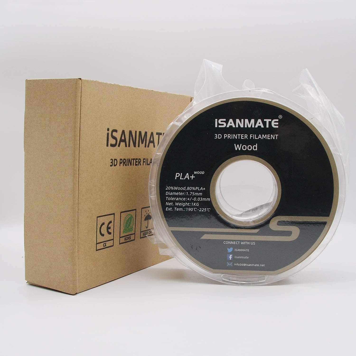 PLA+ Wood Filament 1.75Mm, 3D Printer Filament 1Kg/Spool (20% Real Wood Fiber)