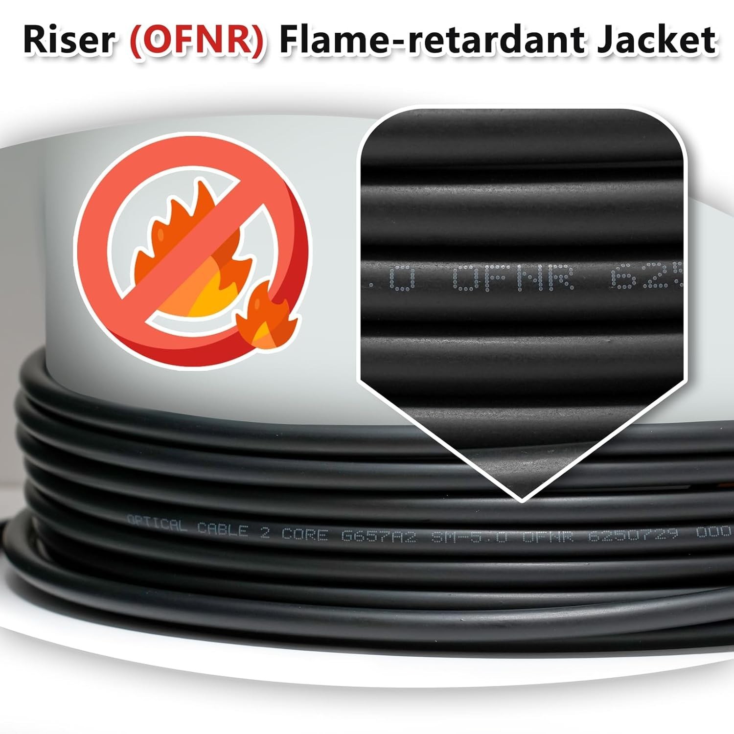 100m / 328ft OFNR 5.0mm Diameter OS2 Single Mode Fiber Cable LC to LC Riser 4491