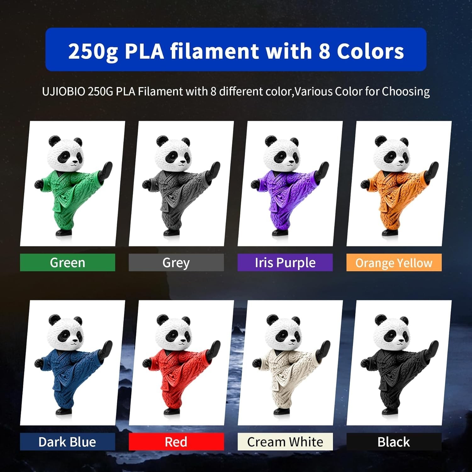 8 Color Bundle Elite PLA+ 3D Printer Filament, Multicolor PLA+ 1.75mm, Individua