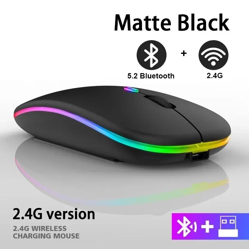 2.4GHz Bluetooth Wireless Optical Mouse USB Rechargeable RGB Office PC Laptop