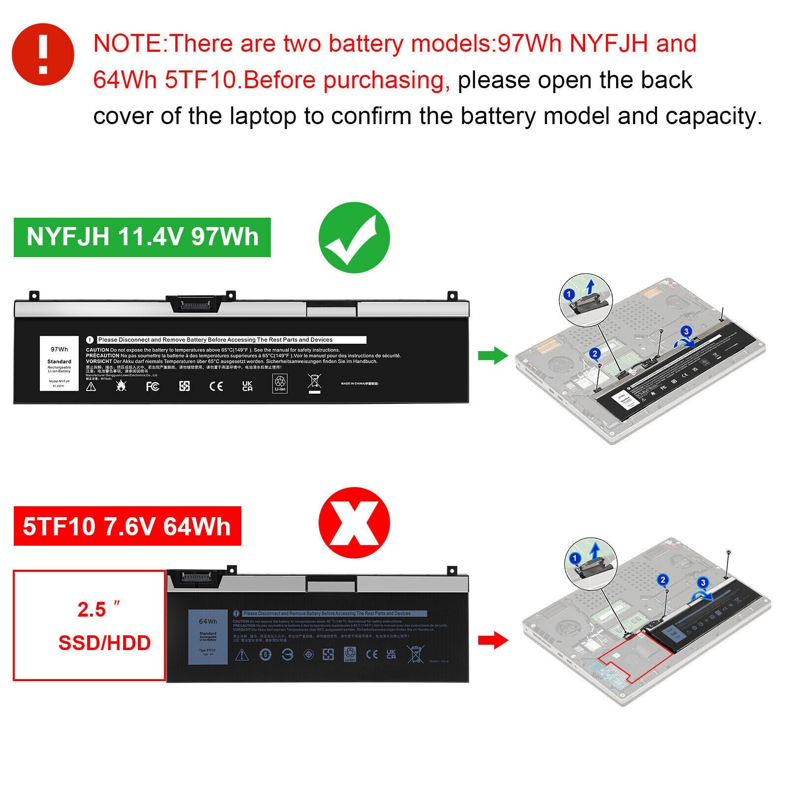 ✅10* NYFJH Battery For Dell Precision 7530 7730 7540 7740 P34E P74F 0WMRC GW0K9