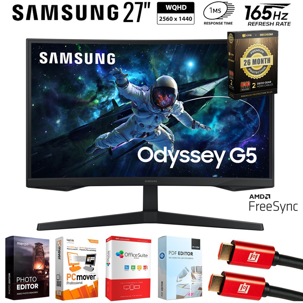 Samsung 27″ Odyssey G55C QHD Curved Gaming Monitor + 26 Months Protection Bundle