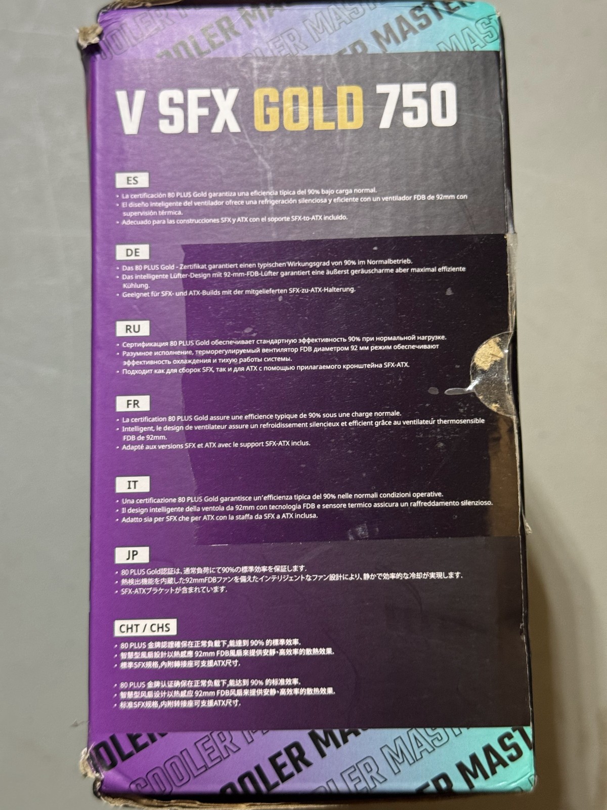 Cooler Master V SFX Gold 750W Modular PSU Black S/N MPY7501SFHAGV3U11252400177