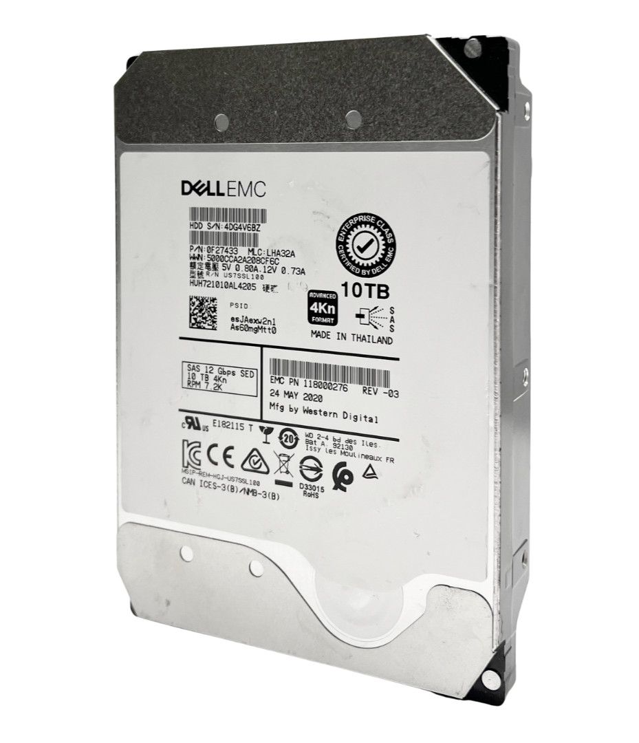 HGST 10TB 7.2K SAS 12Gb/s 3.5in 4Kn SAS SED HDD HUH721010AL4205 33-36K POH