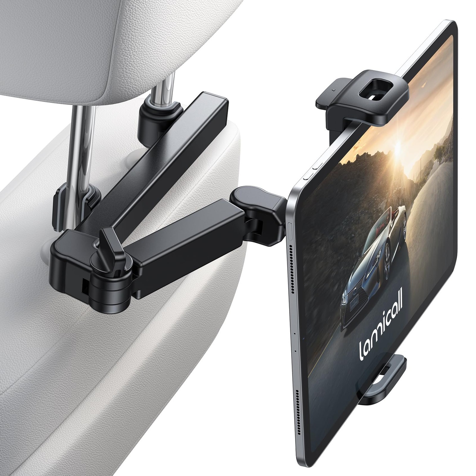 Lamicall Car Headrest Tablet Holder – [3 in 1 5.9 x 8.7 x 2.5 inches, Black