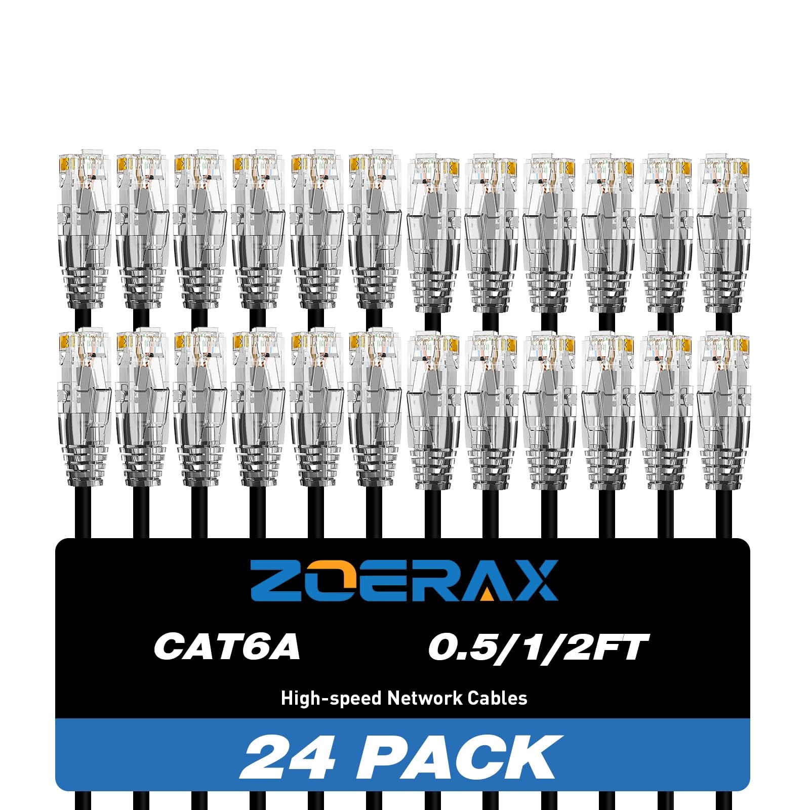 Cat6a Patch Cables 1ft 24 Pack Slim Cat6 Ethernet Patch Cable 10Gbps 550MHz R…