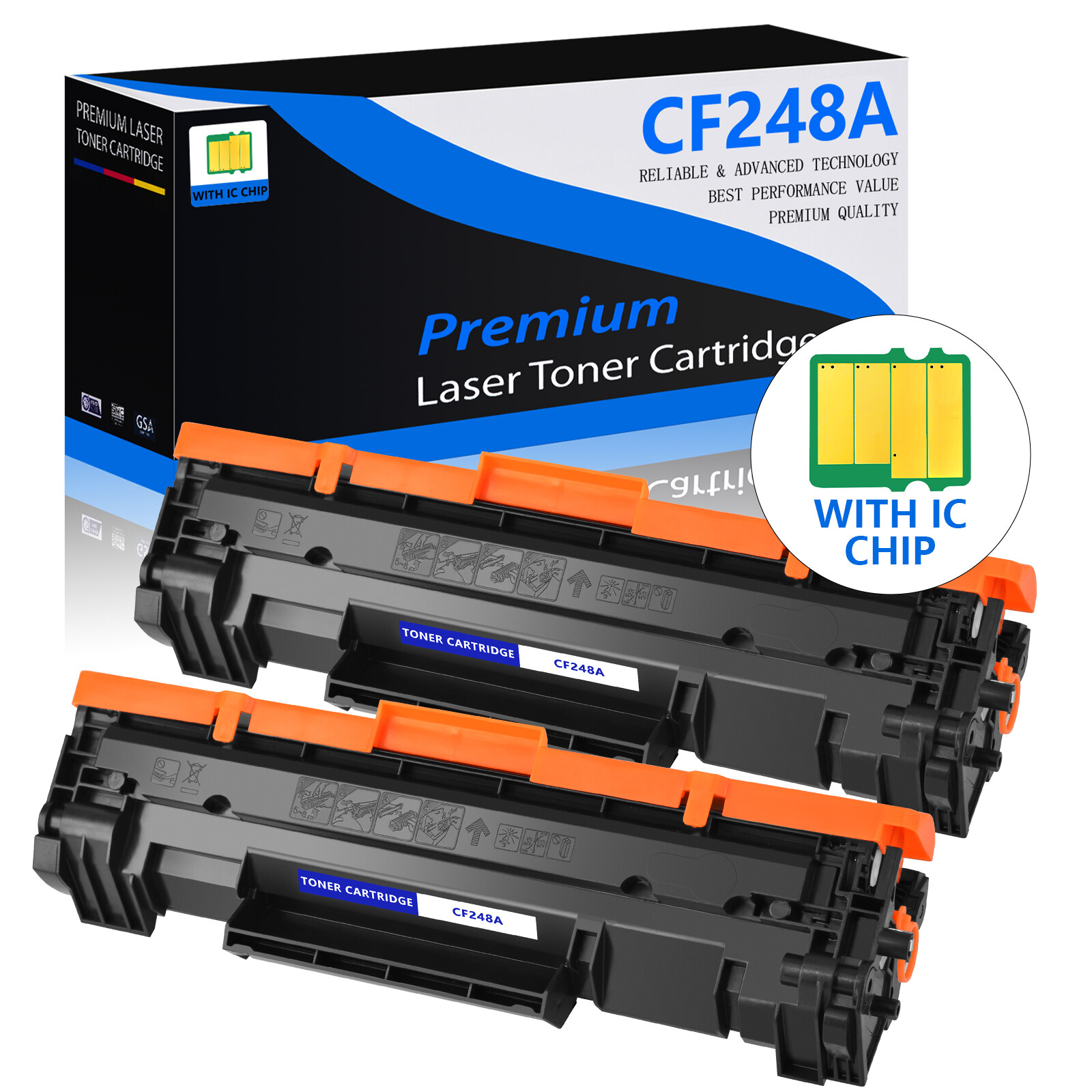 2PK CF248A 48A Toner Cartridge for HP LaserJet Pro M15w M16a MFP M28w M29w M28a
