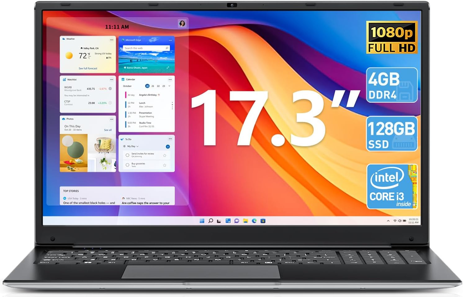 SGIN Laptop Notebook 17.3″ FHD Intel i3 Up to 2.4GHz 4GB DDR4 128GB SSD MINI HDM