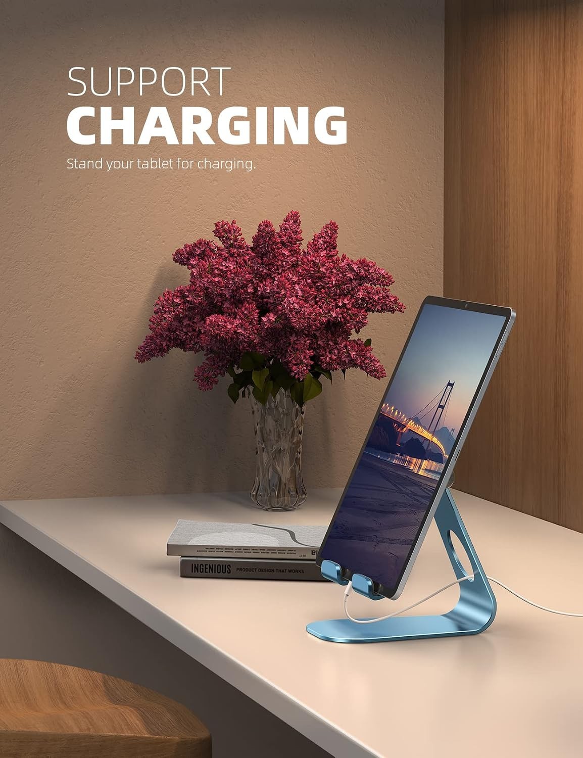 Tablet Stand Adjustable Desktop Holder for iPad Samsung Phone Blue