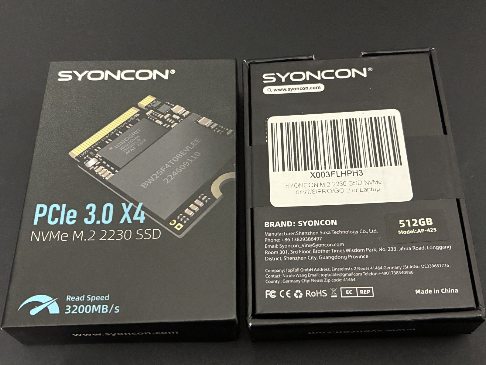 SYONCON PCIe 3.0 X 4 NVMe M.2 2230 SSD 512GB