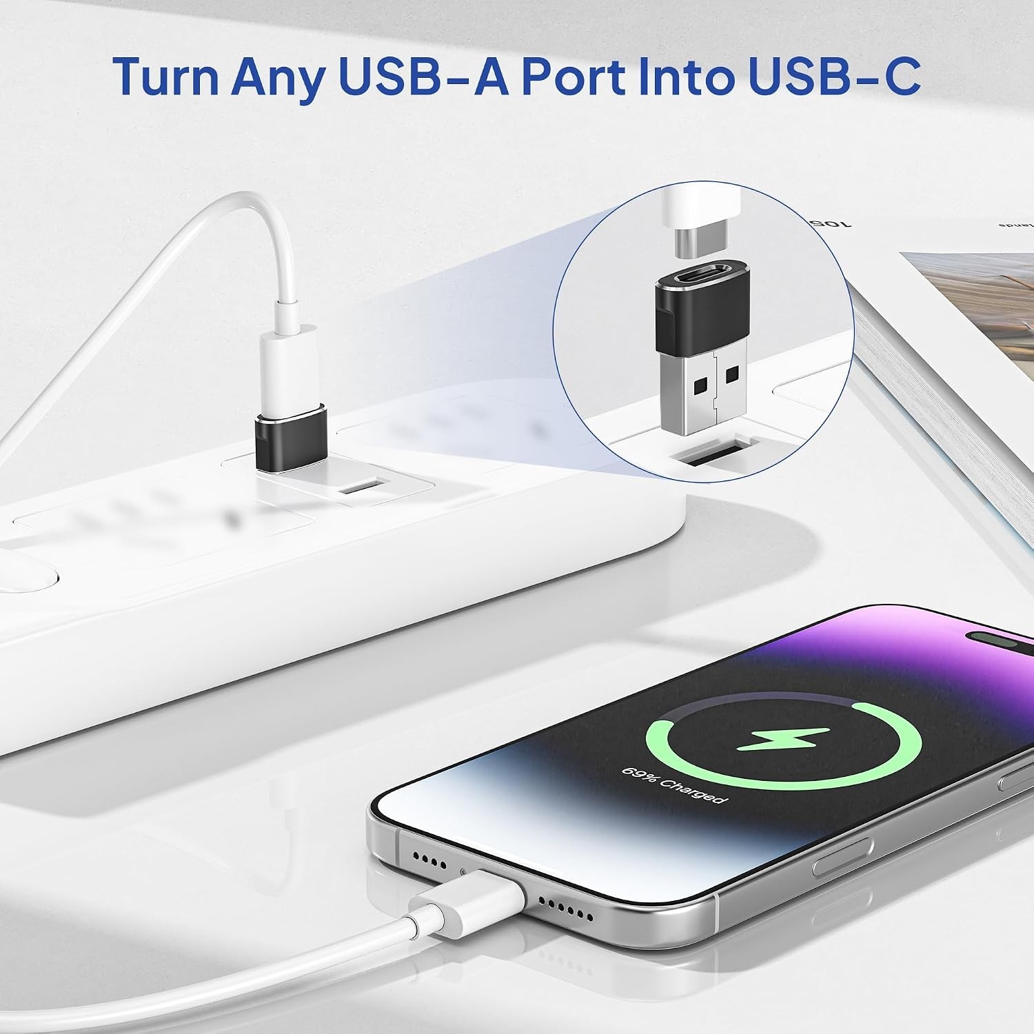 Aluminum USB to USB-C Adapter 4-Pack – High-Speed Charging for iPhone & Android