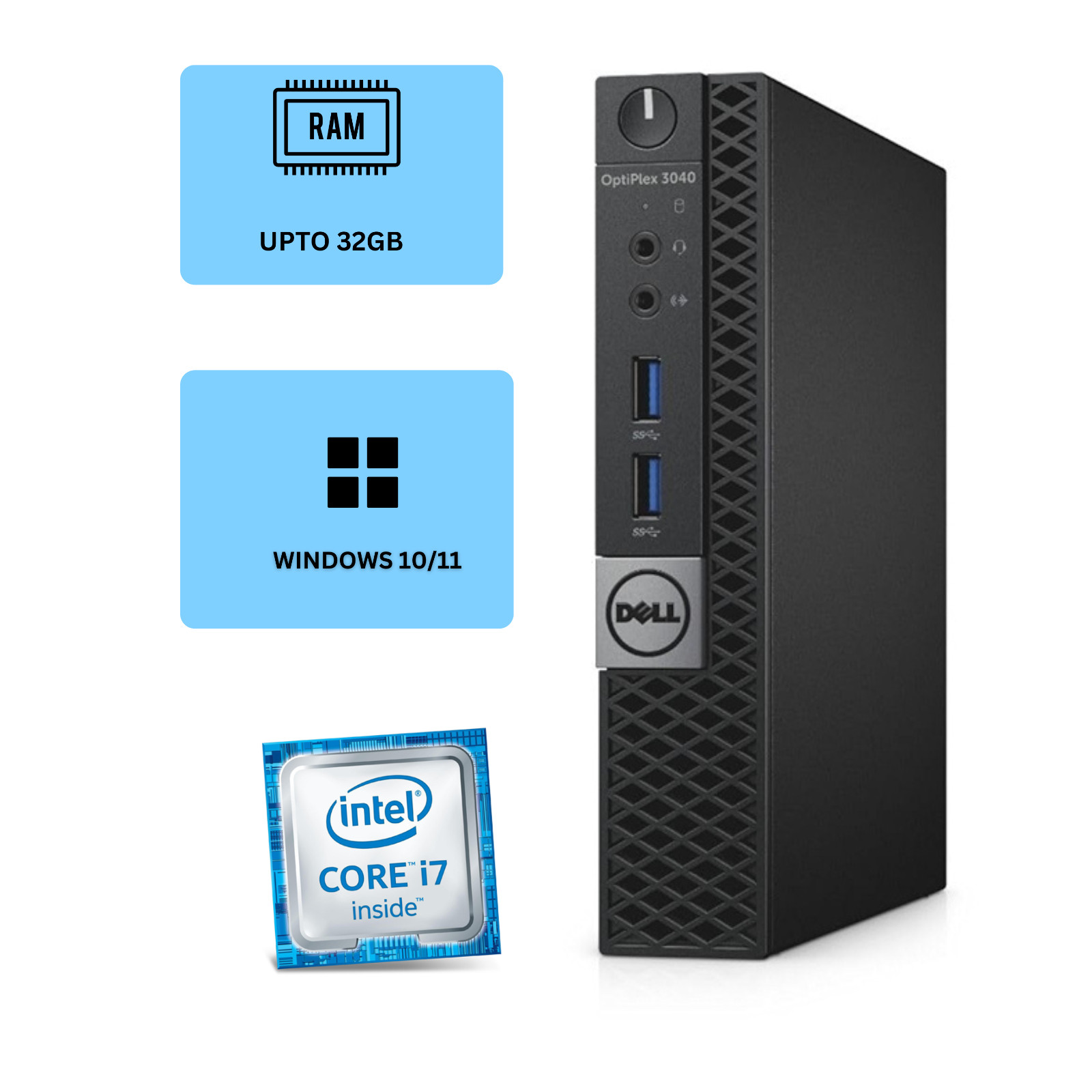 Dell Mini Desktop Computer PC i7 up to 32GB RAM 1TB SSD Windows 11/10 WiFi