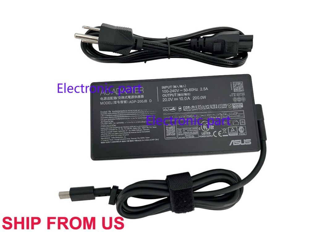 200W AC Adapter Charger For ASUS ROG Zephyrus G16 GA605WI-G16.R94070 Rectangle