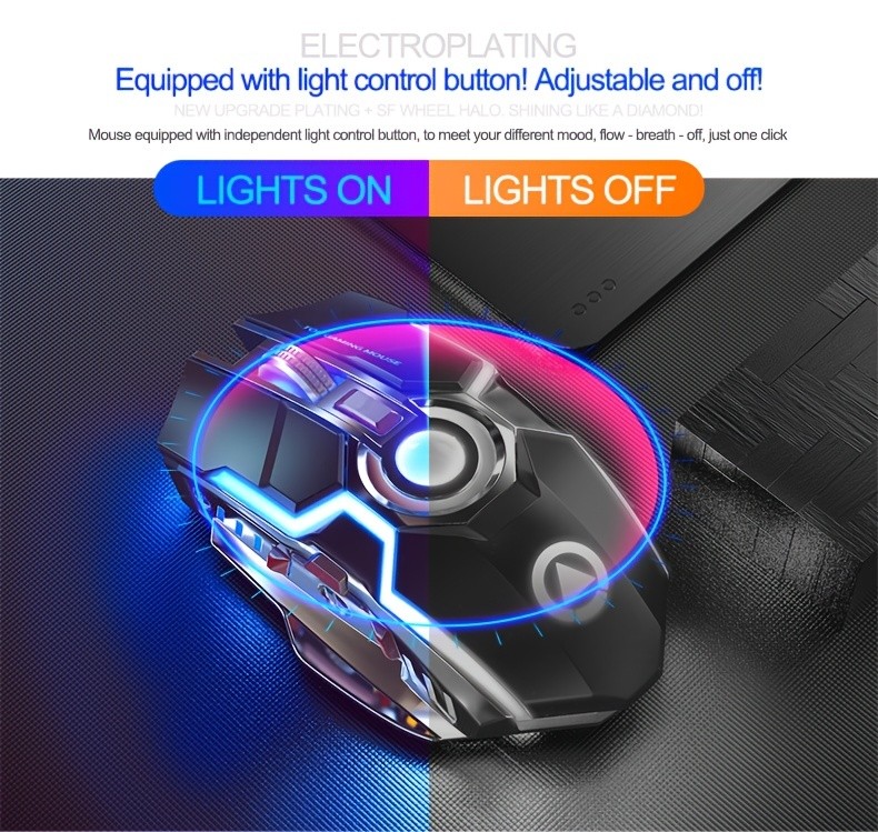 Rechargeable Wireless Mouse Silent, Ergonomic Optical Gaming Office Computer