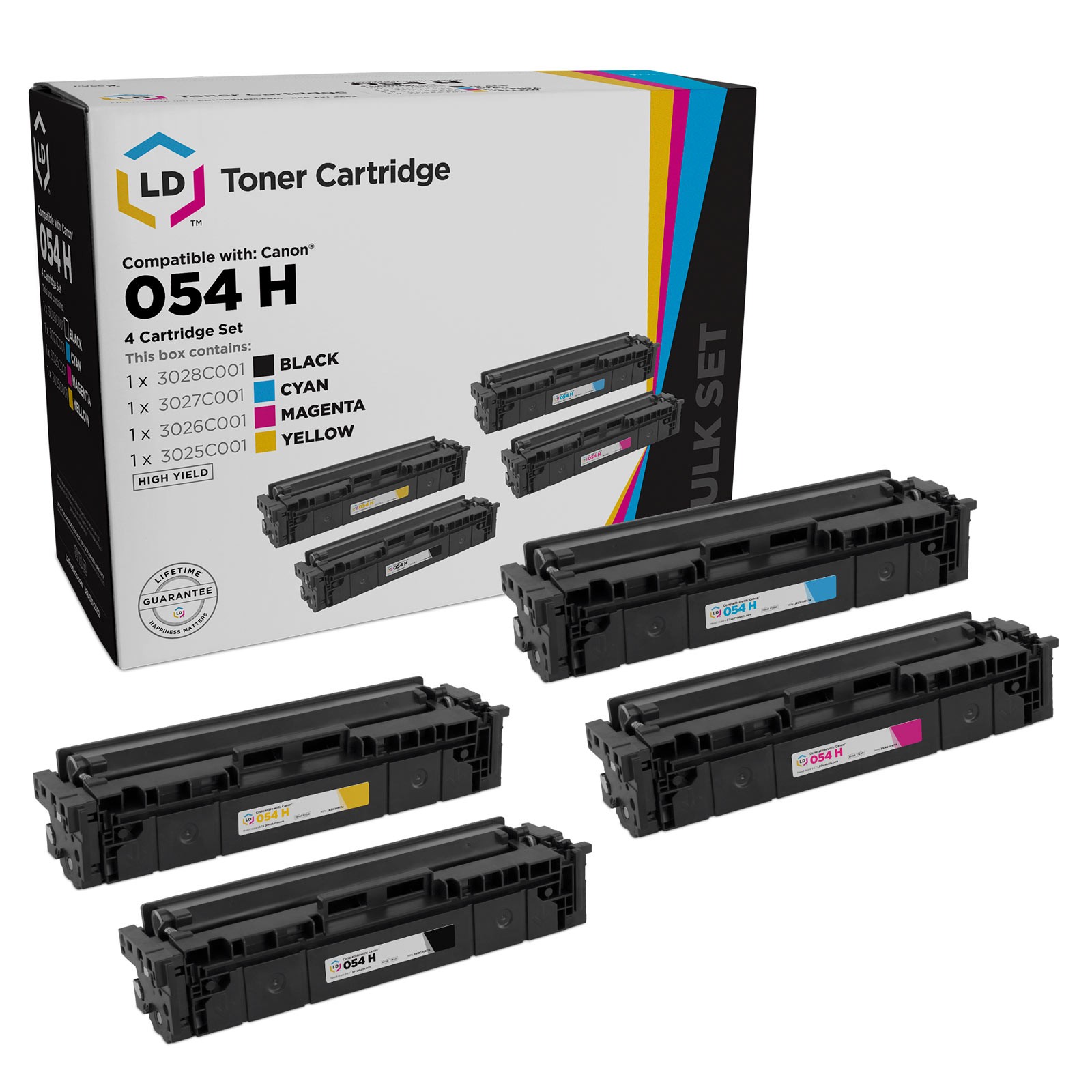 LD Products Canon 054 Ink Cartridge Kit, BCMY, Compatible with Canon Printers,