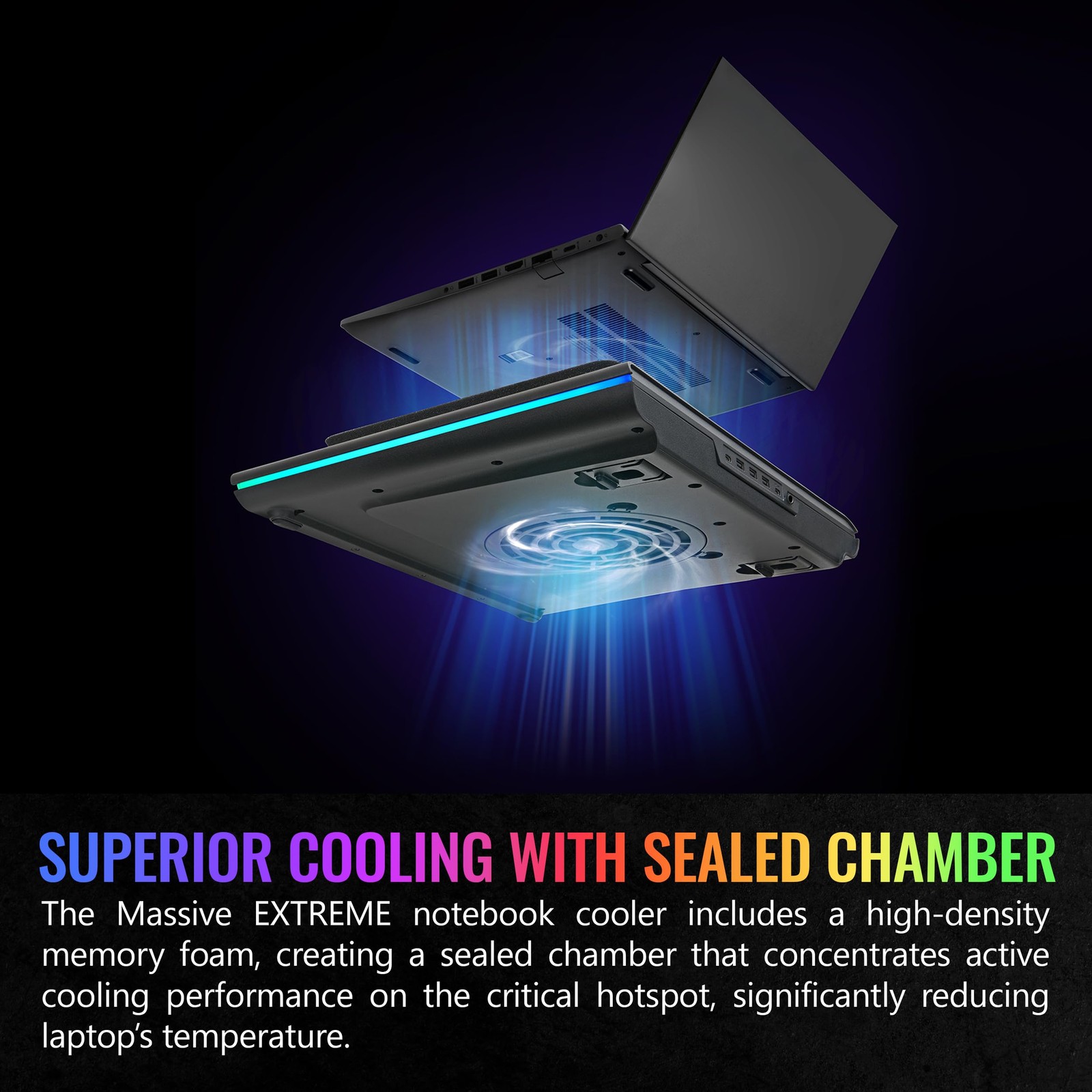 Massive EXTREME Notebook Cooler; Laptop up to 18in; 800~3500 RPM; 48.5 CFM; 1…