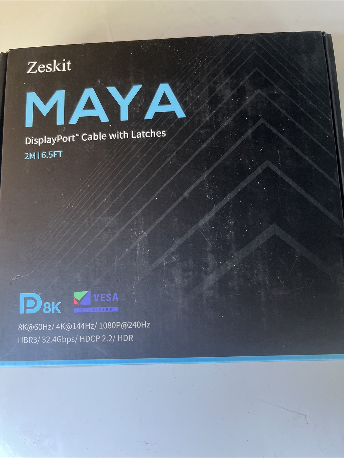 Zeskit Maya DisplayPort Cable With Latches. 6.5 Ft. 8K NEW IN BOX