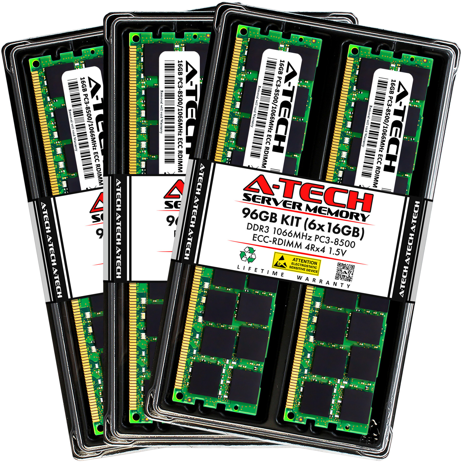 A-Tech 96GB 6x 16GB 4Rx4 PC3-8500R DDR3 1066MHz ECC RDIMM REG Server Memory RAM