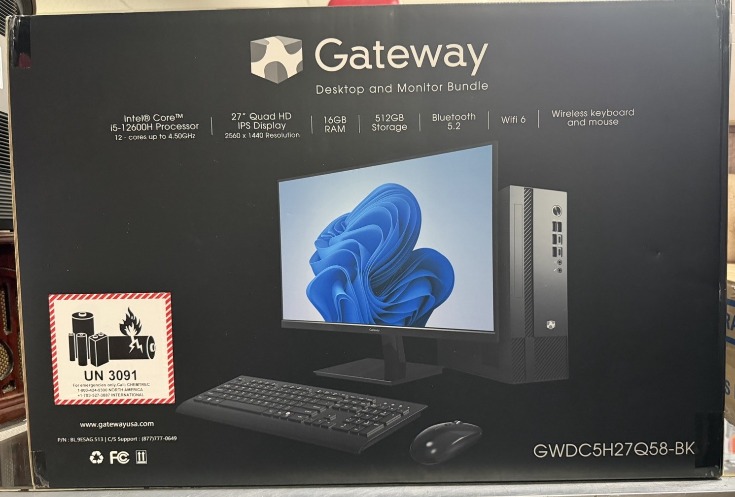 Gateway (GWDC5H27Q58-BK) Desktop & Monitor Bundle (i5-12600H 16GB RAM 512GB SSD)