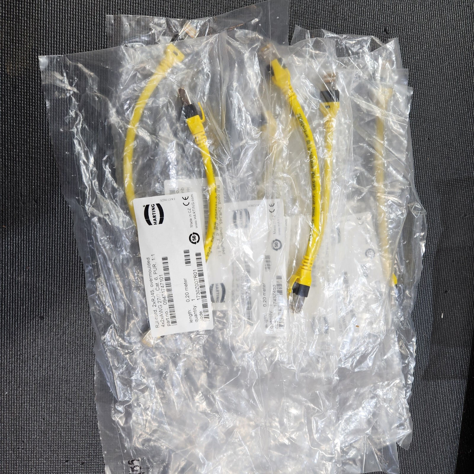 Harting RJI cord 2xRJ45 overmoulded 4x2xAWG 27/7 Cat 6 PUR 1:1 New, Bundle of 13