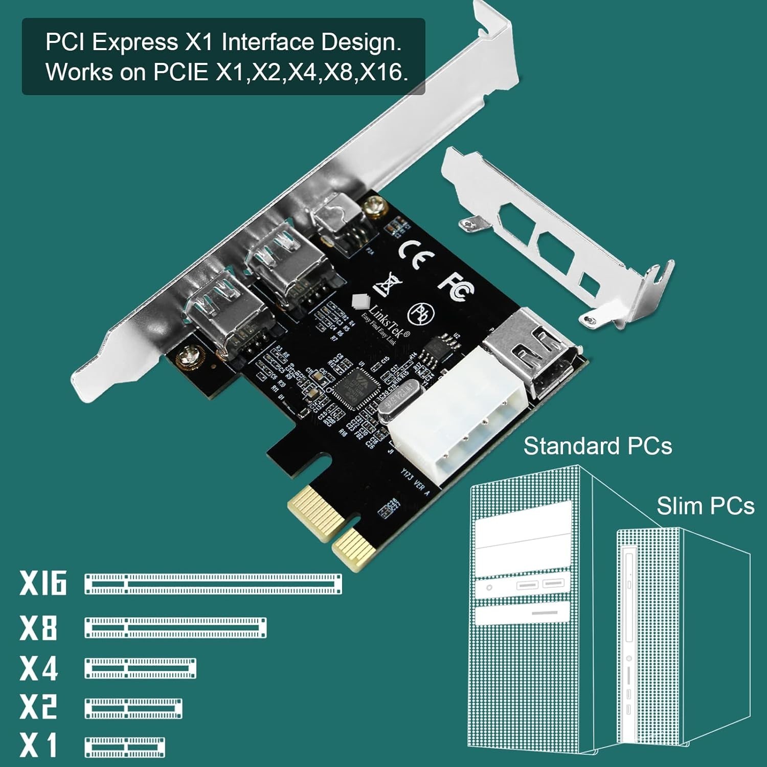 PCIE-1394A 4-Port FireWire Card for Fast 400Mbps Data Transfer & Legacy Devices
