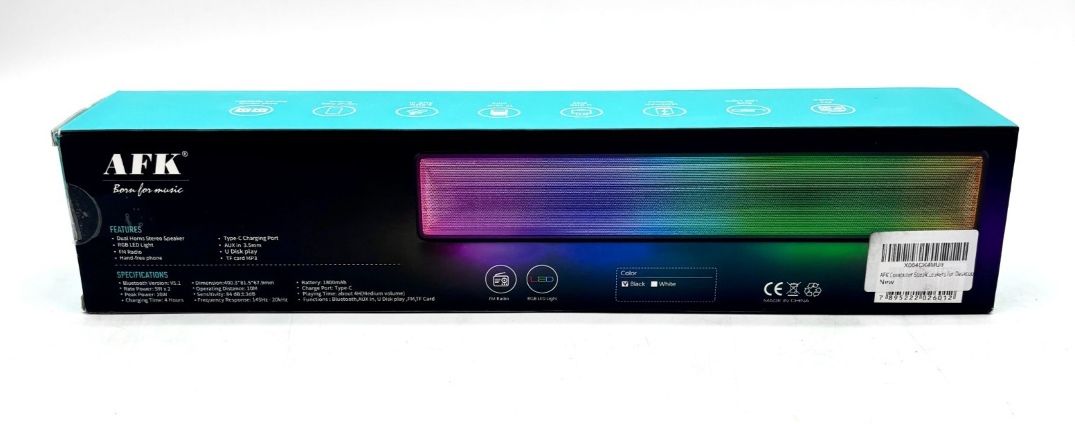 AFK BT601 Wireless Bluetooth Dual Horns Stereo Soundbar With RGB LED Light