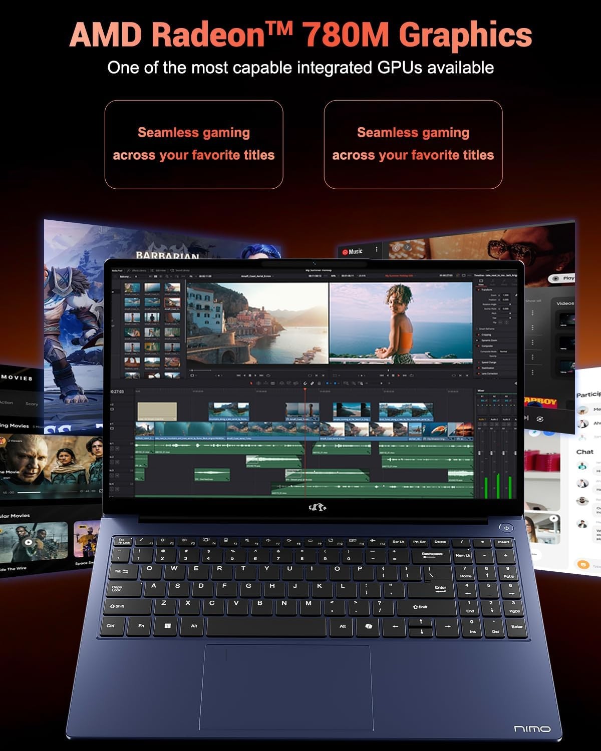 NIMO 15.6″ IPS FHD-Gaming-Laptop, AMD Ryzen 7 8745HS 32GB DDR5 RAM 1TB SSD 780M