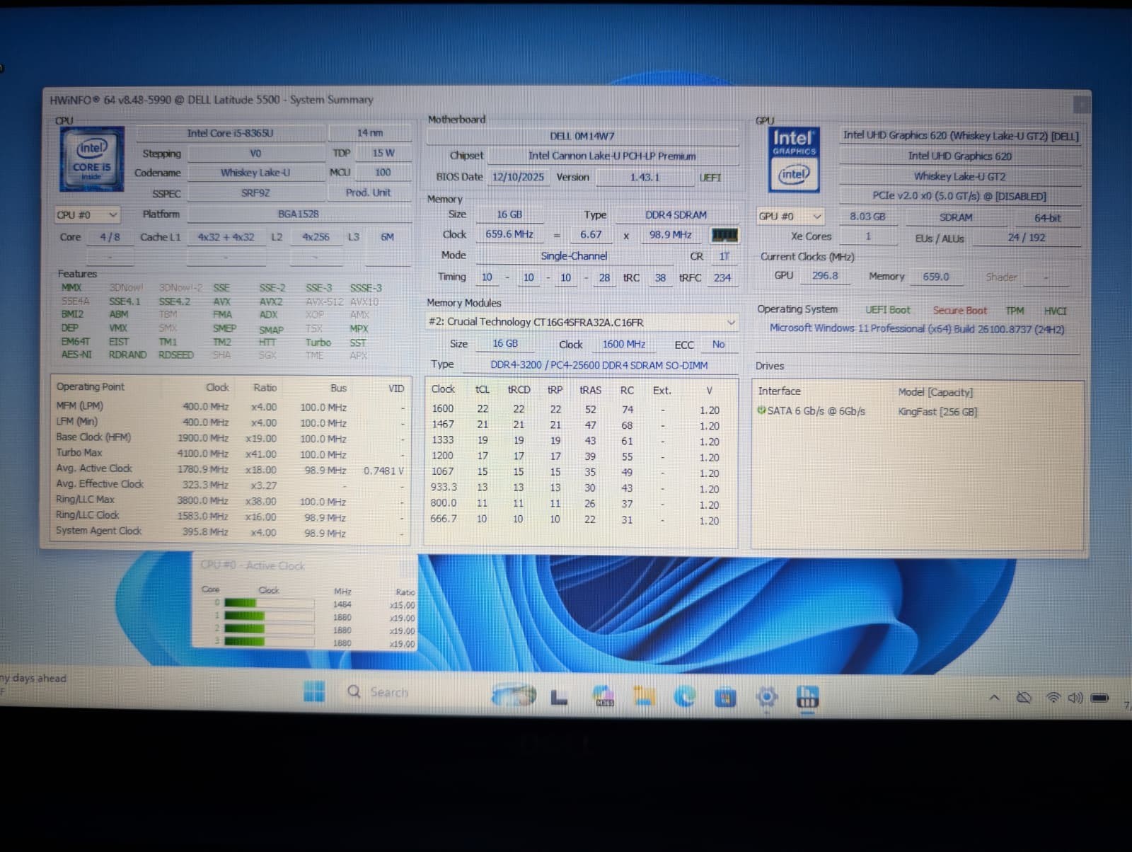 15″ Dell Latitude 5500 | i5 8th 16GB RAM 256GB SSD | HD Backlit Win 11 Pro