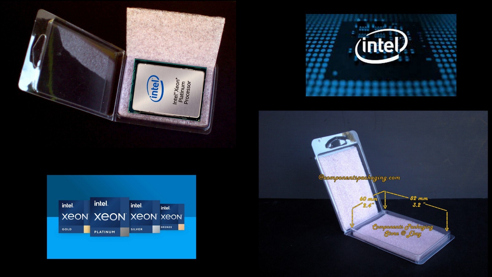 Intel Socket LGA4189 CPU Packaging Case Clam Shell + ESD Foam – Lot of 12 25 60