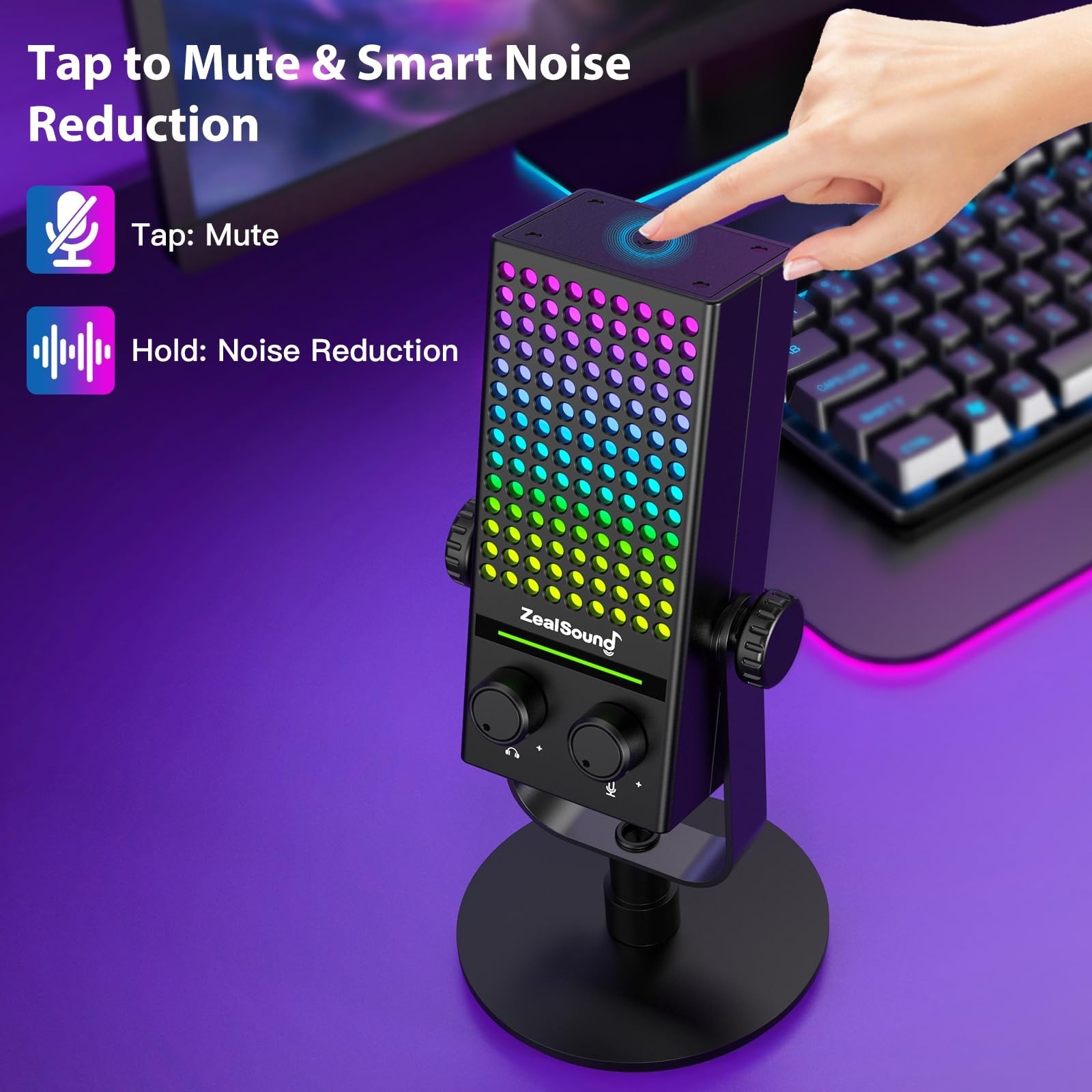 Gaming USB Microphone for PC, Mac, Xbox, iPhone & Android – Noise Reduction, Mut