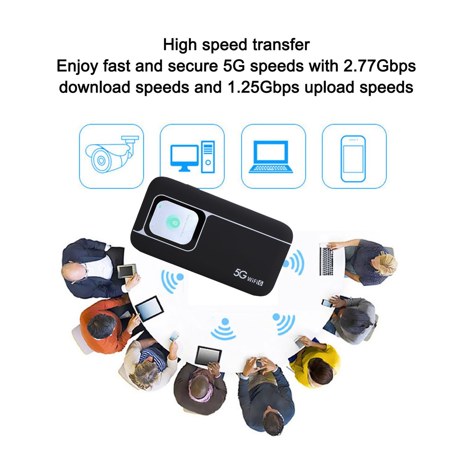­5G WiFi Mobile Hotspot High Speed Hotspot Router Connects Up To 16 Devices
