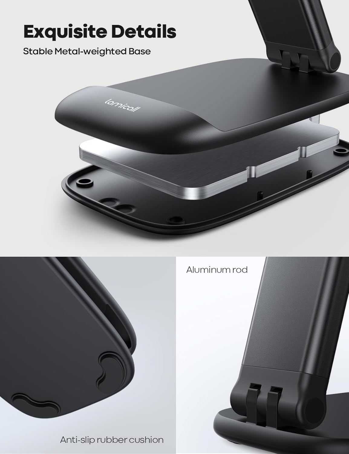 Lamicall Cell Phone Stand for Desk – [Height Adjustable] Foldable Mobile Phone H