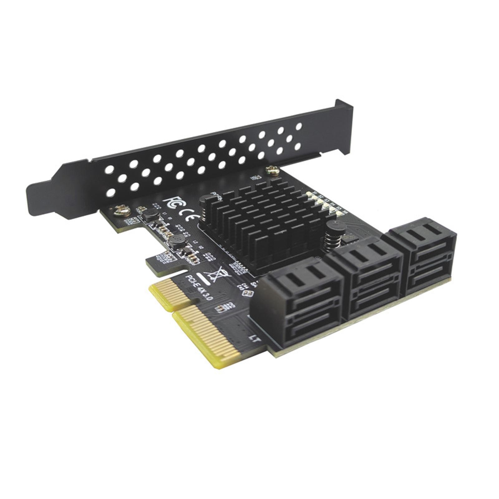 PCI-E To 6 Ports SATA 3.0 Controller Expansion Card Adapter 6Gbps For PC