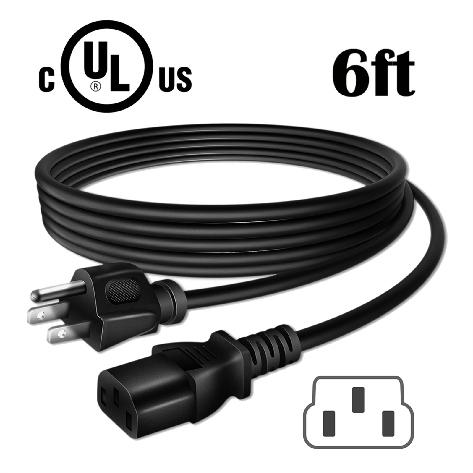 UL 6ft AC Power Cord For Epson PowerLite X12 XGA 3LCD Projector 2800 ANSI Lumens