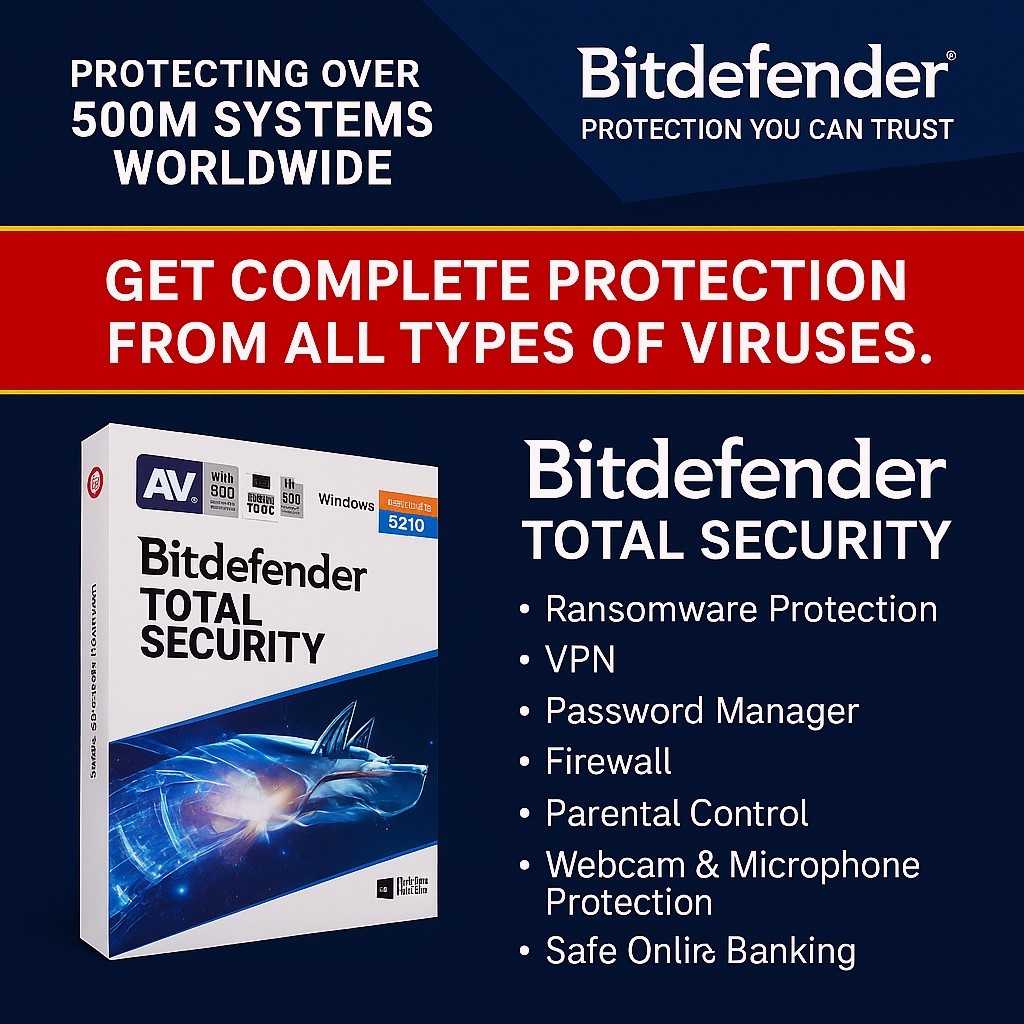 Bitdefender Total Security Protection- 3 Years 3 Devices