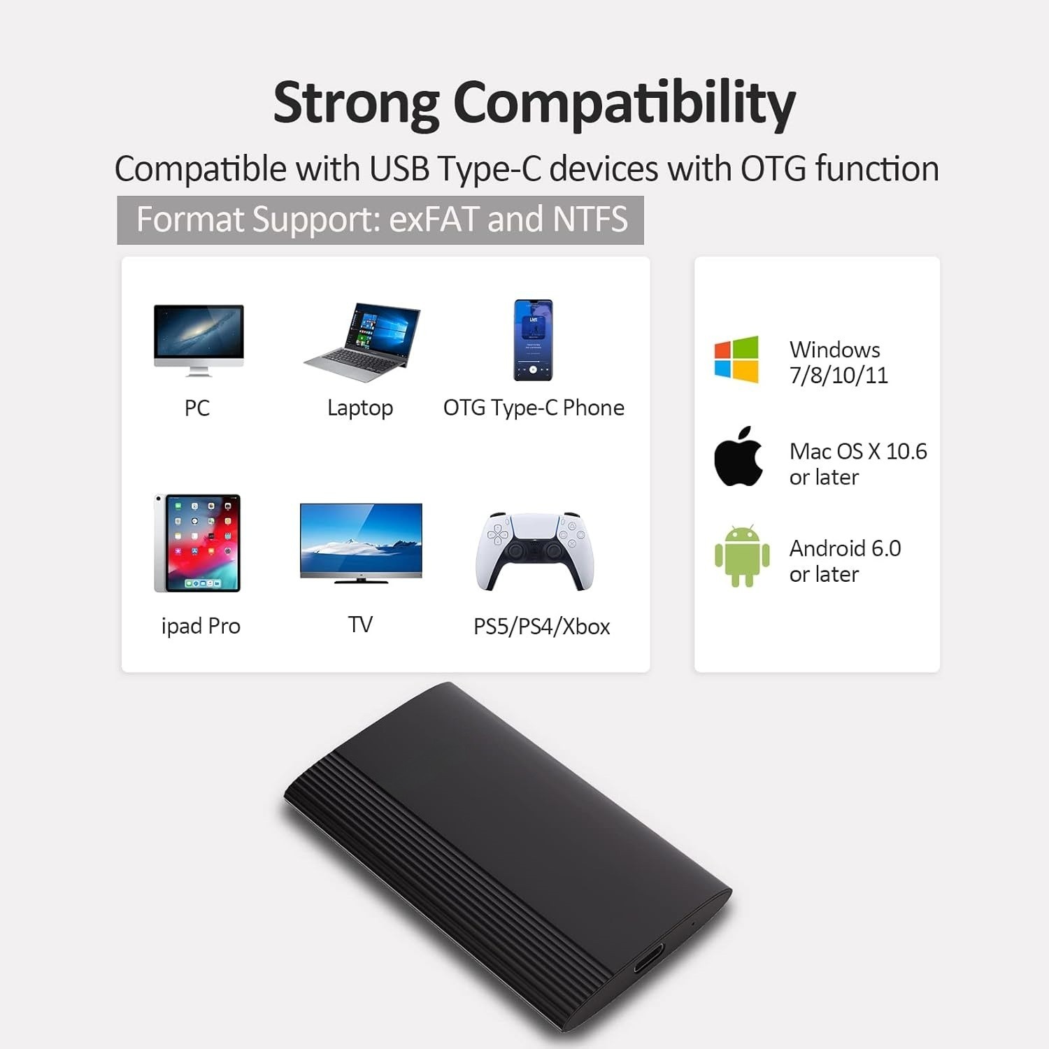 External Solid State Drive USB 3.2 Gen2, 1TB SSD External Hard Drive with C to A