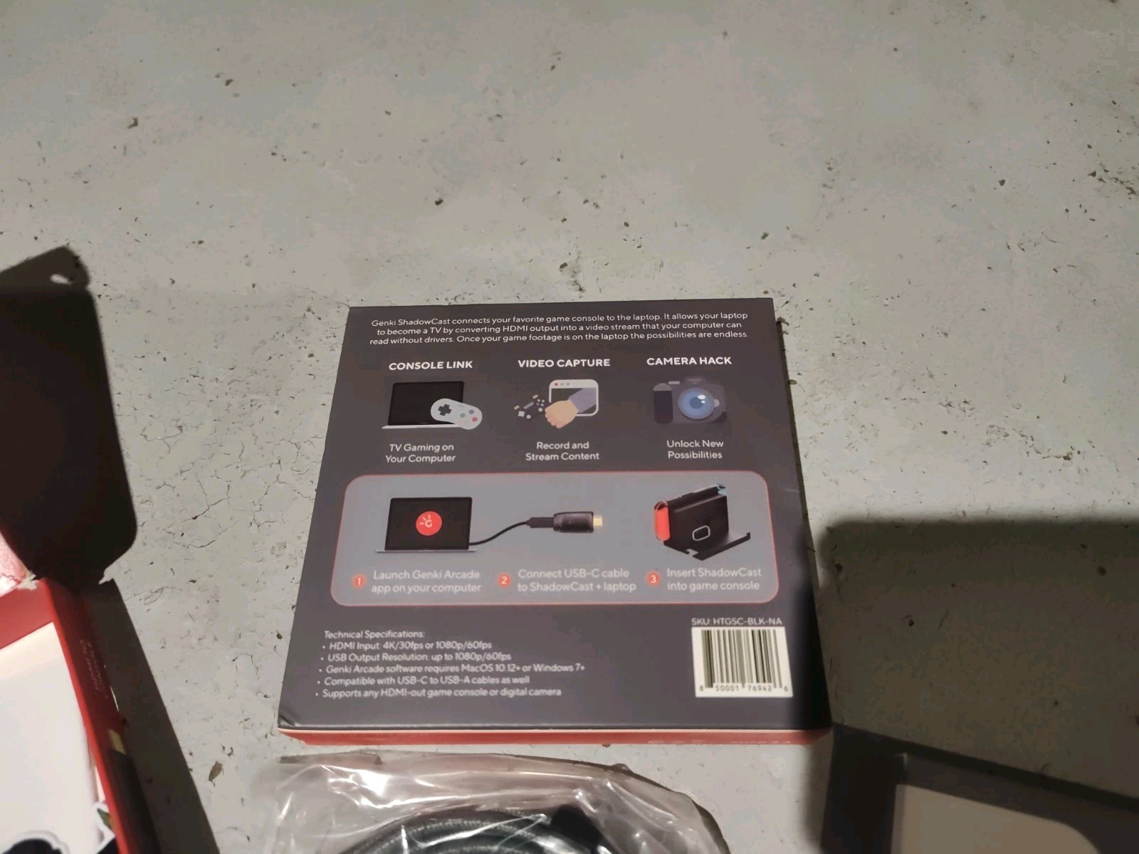 Genki ShadowCast Console Laptop Link HDMI Video Capture Adapter 1080p/60fps