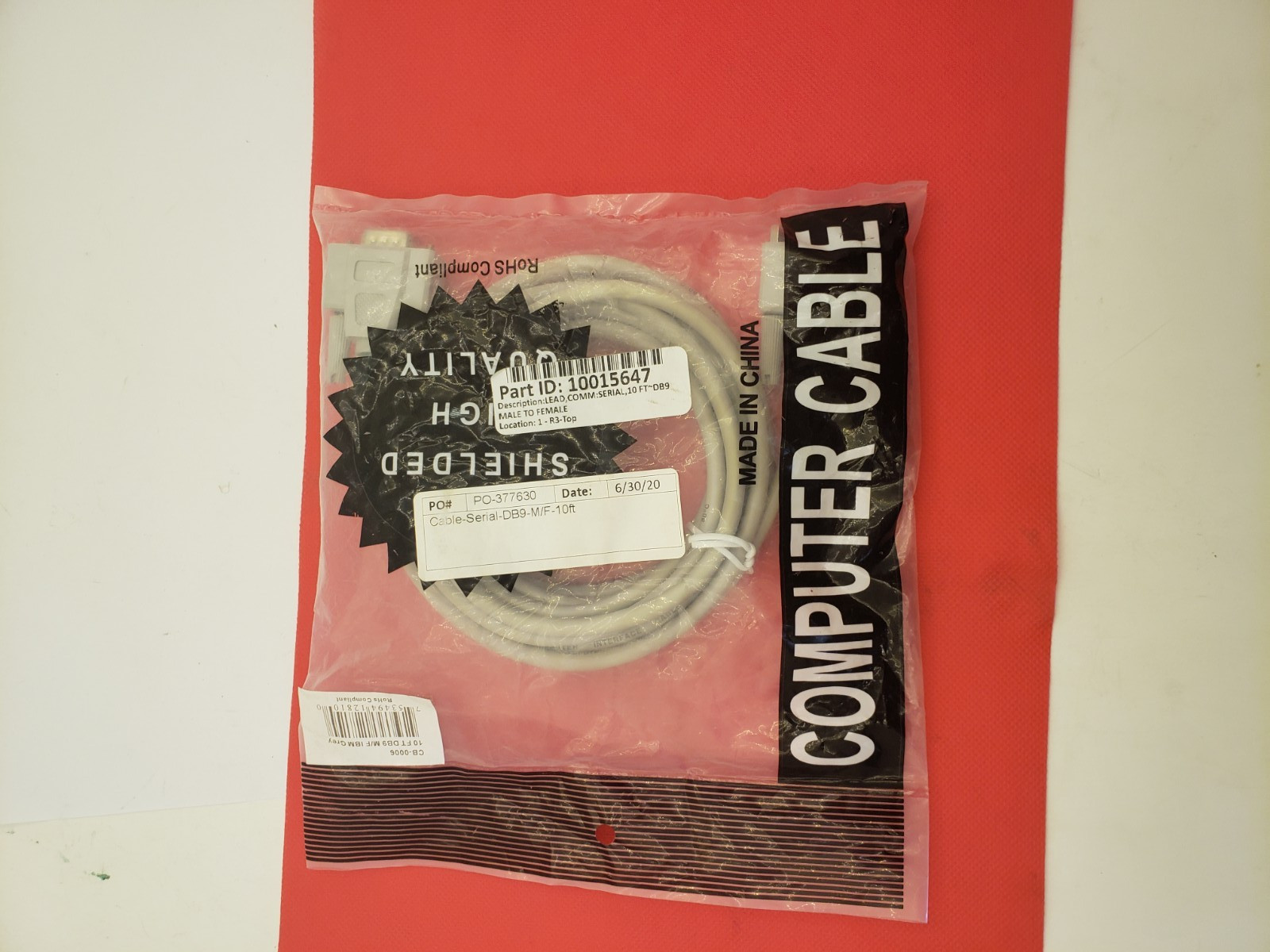 ROHS COMPLIANT CB-0006 10 FT DB9 M/F IBM GREY COMPUTER INTERFACE CABLE