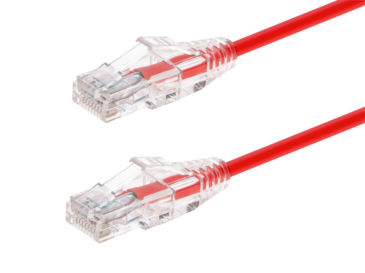 Monoprice Cat6 Ethernet Patch Cable – 1 feet – Red | Snagless RJ45 Stranded