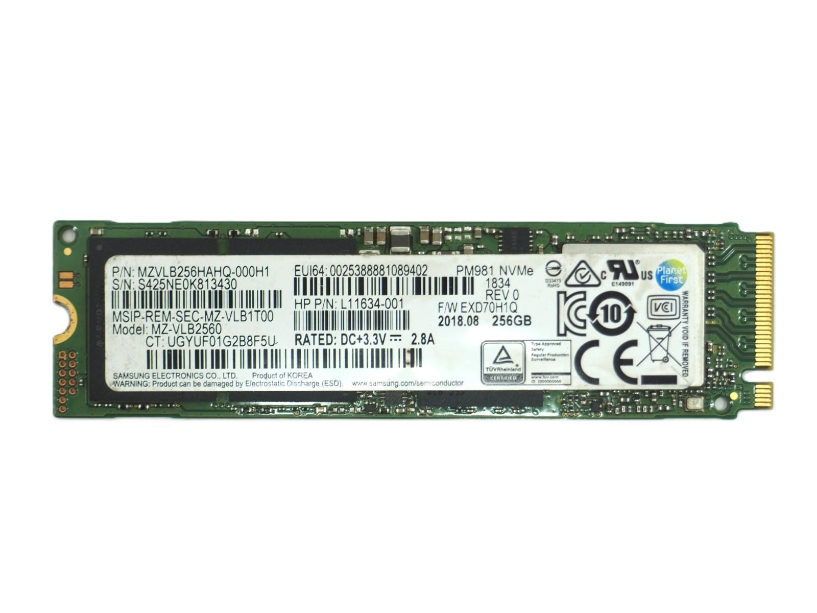 Samsung 256GB M.2 NVMe Internal Laptop SSD Tested, Wiped – MZ-VLB2560