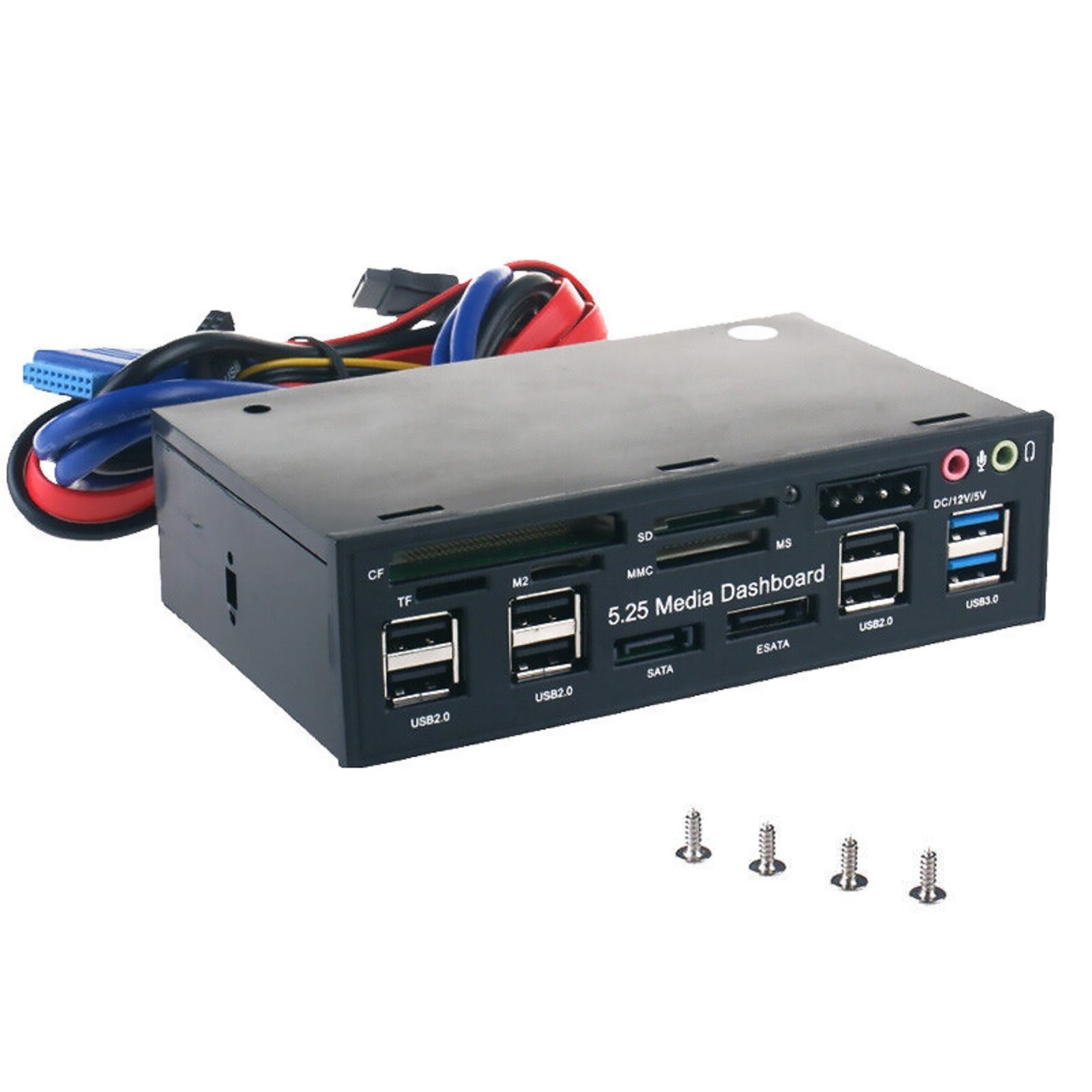 5.25” PC Front Panel Dashboard Media USB 3.0 Hub Audio Panel Dashboard