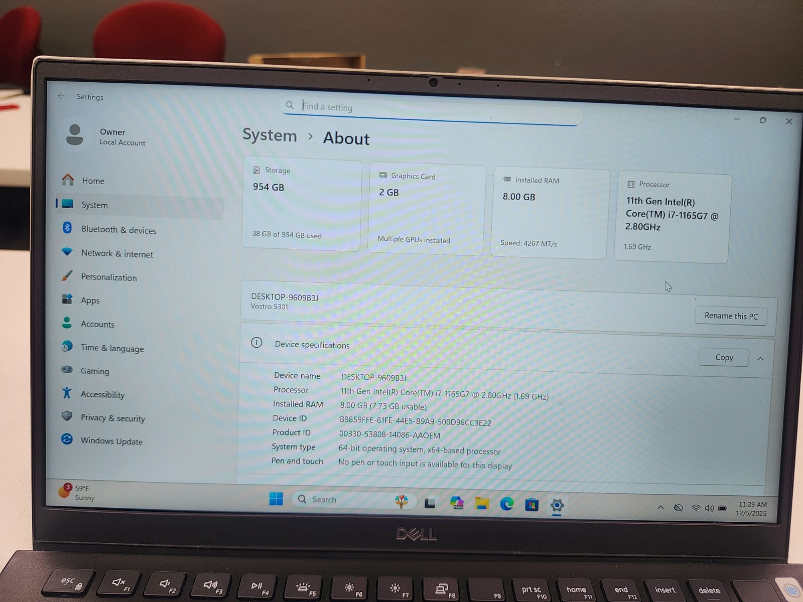 Dell Vostro 13 5301 13.3″ FHD Intel Core i7-1165G7 8GB 1TB SSD MX350 W11P