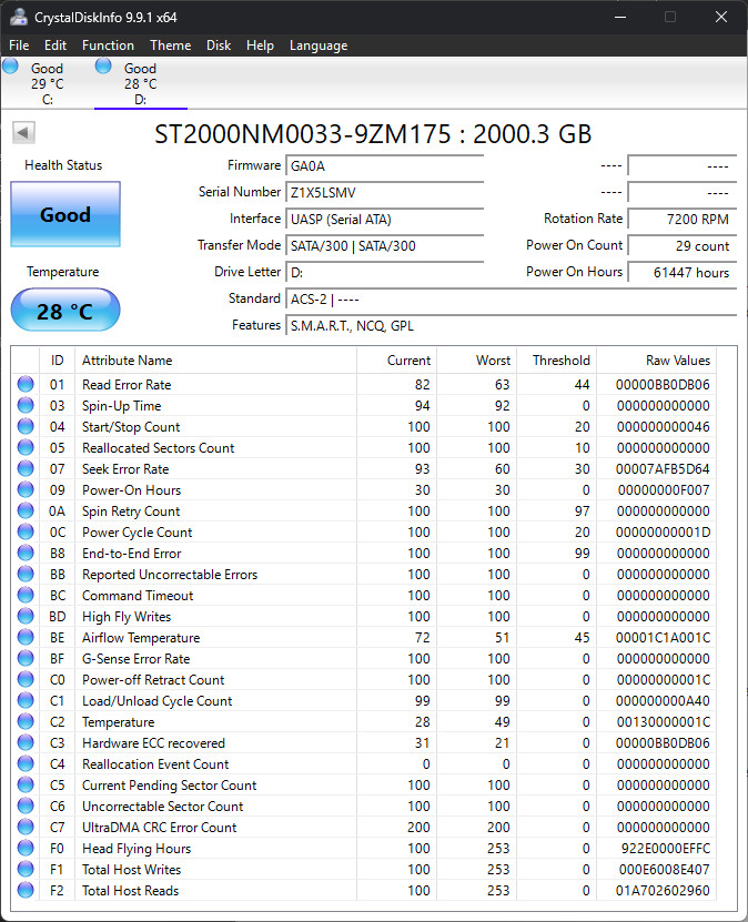 Pair Enterprise Seagate Constellation ES.3 2TB 7200RPM SATA w/ SMART Data