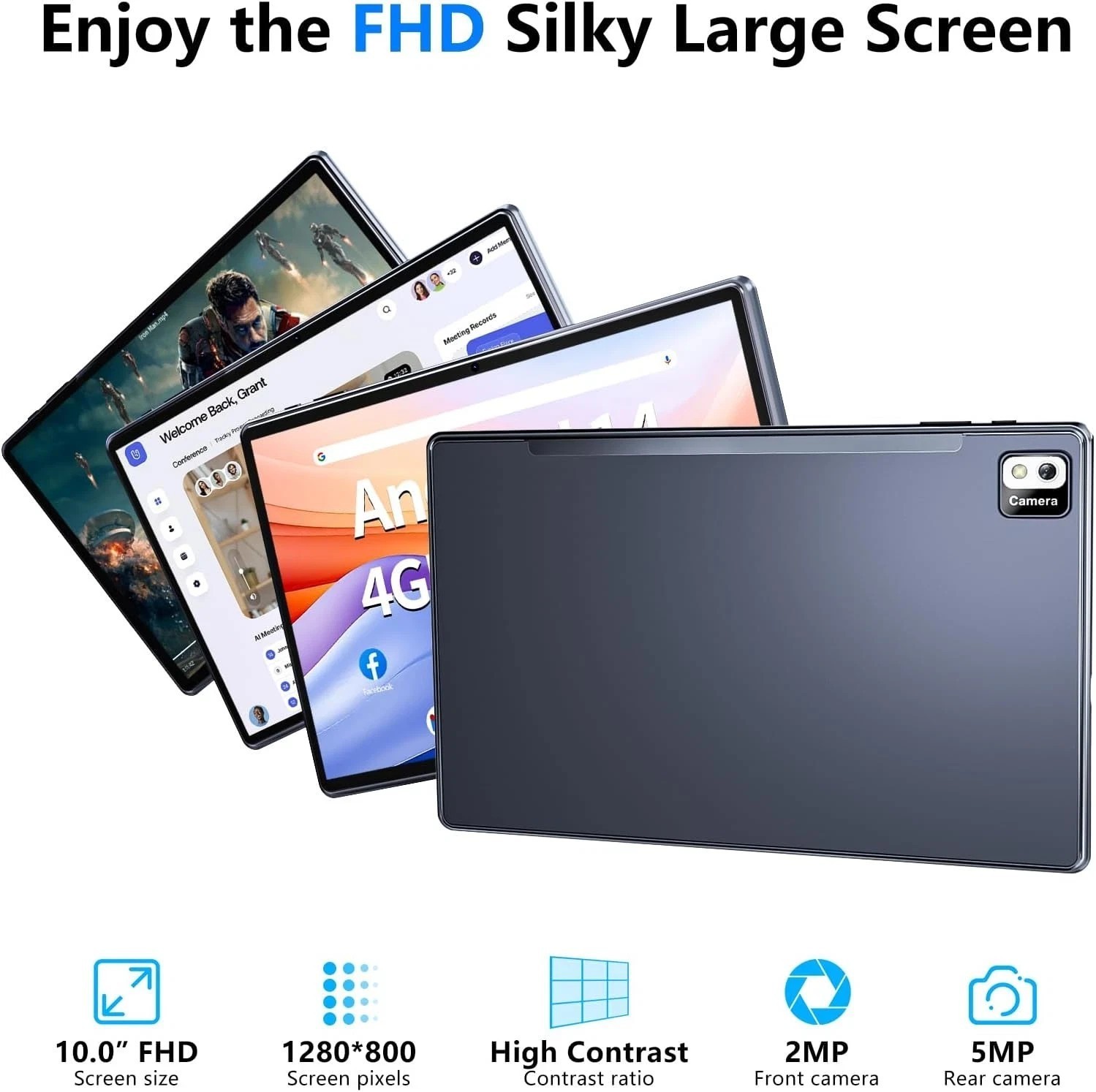 2026 New 10.1″ Tablet 4GB 128GB Android 13 Tablets Quad-Core WIFI Dual Camera