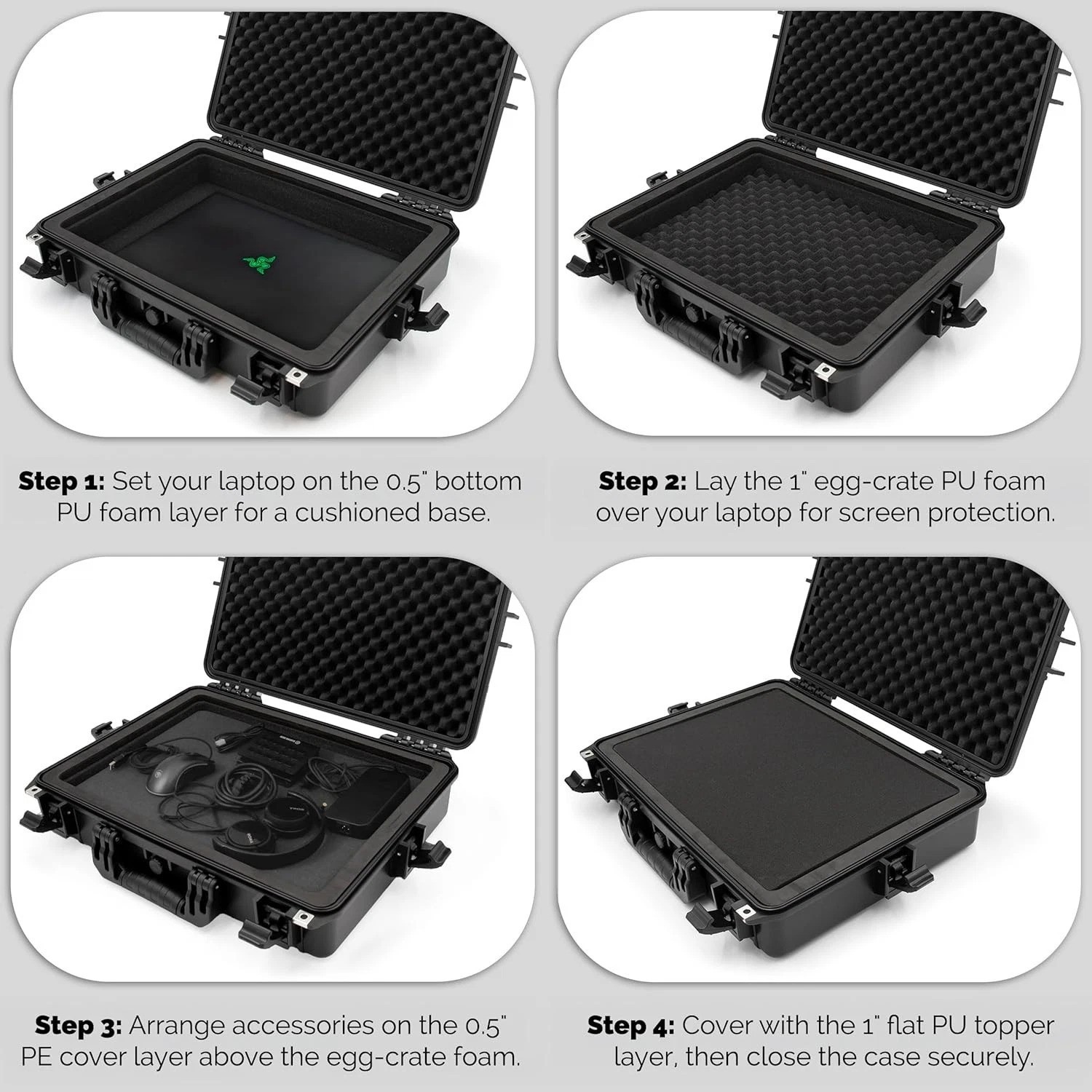 Ultimate Protection Waterproof Hard Case for 15.6-17.3″ Laptops & Accessories