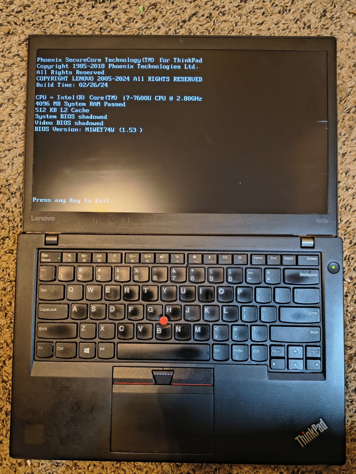 Lenovo ThinkPad T470s i7-7600U 4GB working. , keyboard issue good batteries
