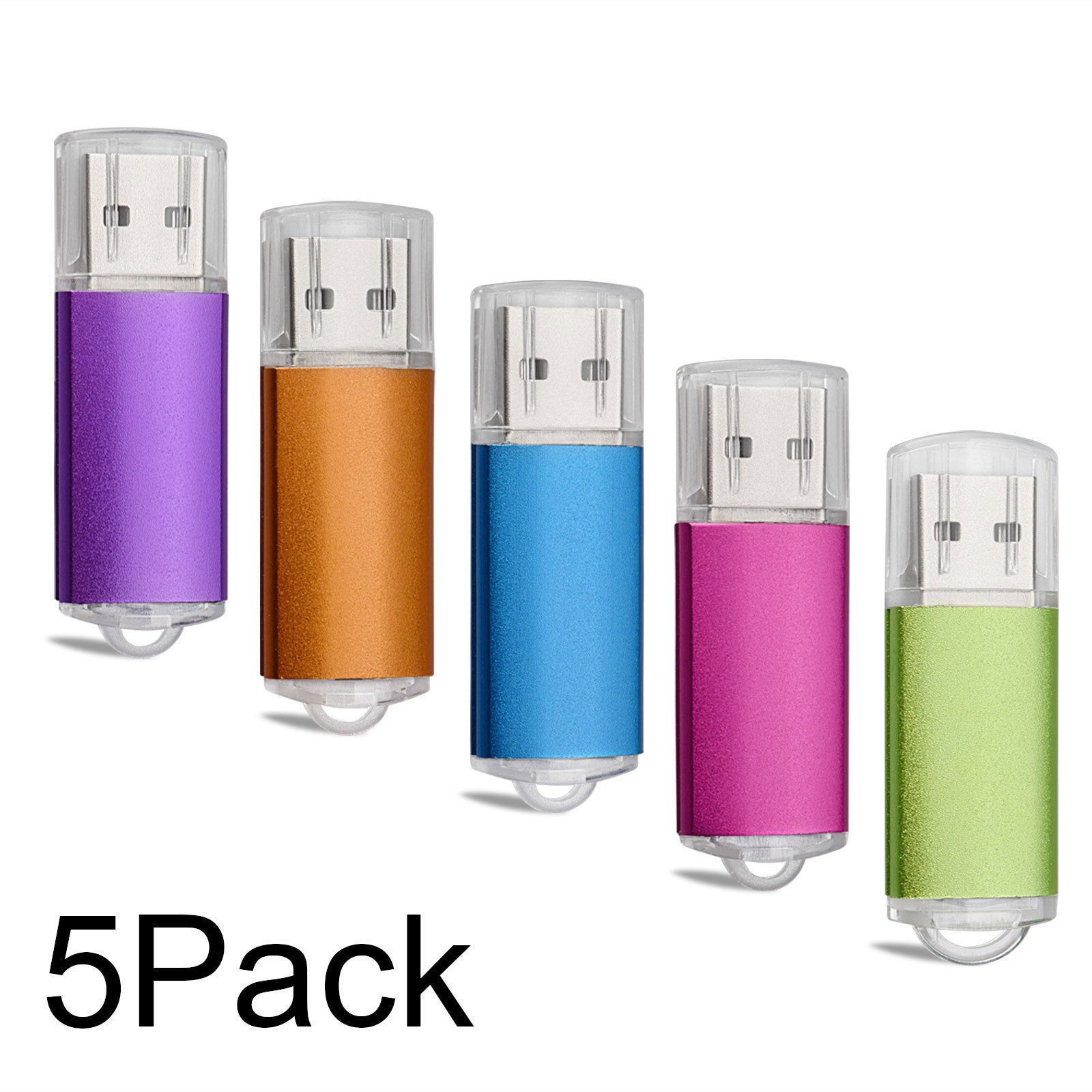 5PCS Rectangle USB2.0 Flash Drives Mixed Color 1GB-32GB Bulk Storage Pen Drive
