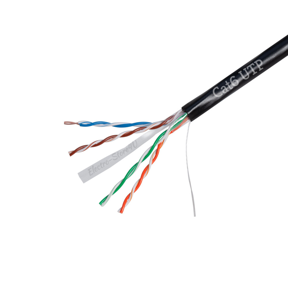 1000ft Cat6 Outdoor Ethernet Cable UV Rated 23AWG UTP Solid Direct Burial Black