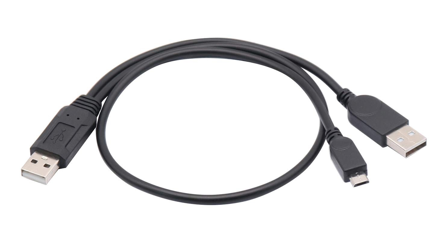 USB 2.0 a Dual Power Micro Cable, USB 2.0 a Male to USB 2.0 a +Micro USB Male Y